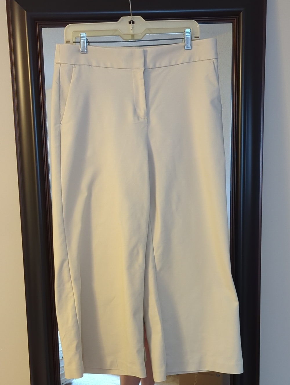LOFT Wide-Leg Cream Ankle Trousers